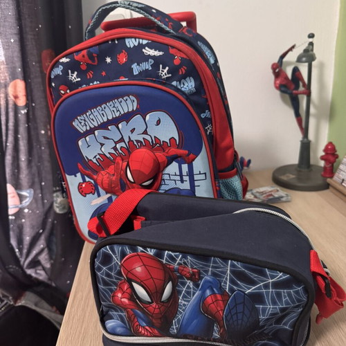 Spiderman Preschool Trolley Bag and Lunchbag used