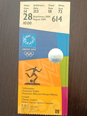 Football Final Tickets Athens 2004 Olympics like new