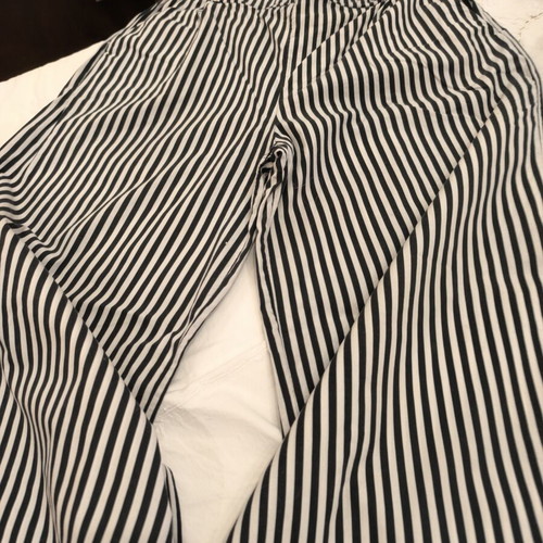 Susy Mix striped crop pants, straight fit, black and white
