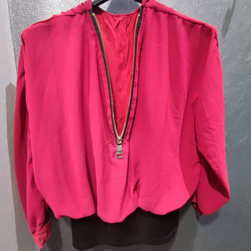 Red blouse with zipper like new, small-medium