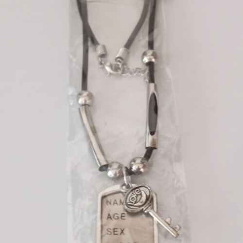 Black Ribbed Top with Y2K Groovy Crew Necklace gift, like new