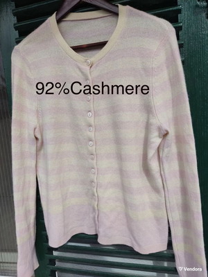 Iris Von Arnim luxury 92% cashmere striped pink cardigan used