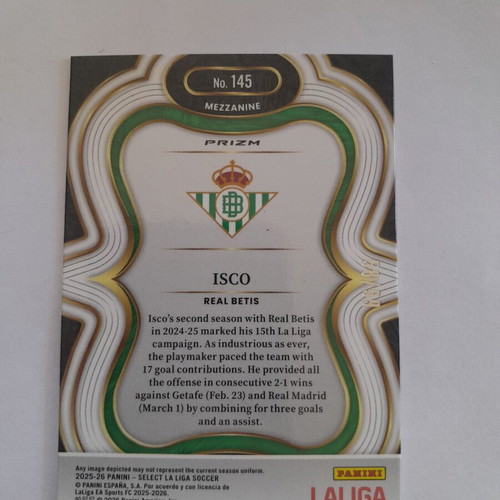 Panini Select Isco 58/59 2025-2026 soccer card like new