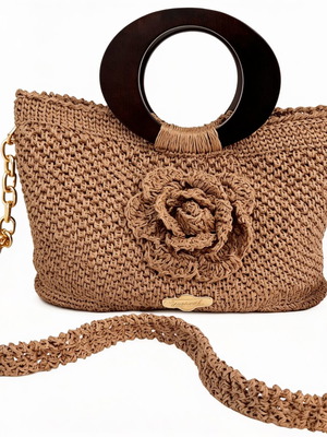 Raffia : χειροποίητη πλεκτή τσάντα tote