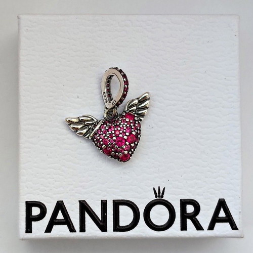 Pandora Charm Pink Heart with Angel Wings S925 ALE new
