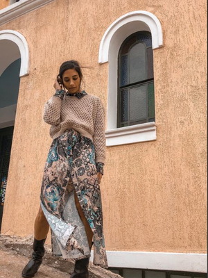 Μακρύ φόρεμα Nadia Rapti small πολύχρωμο σαν καινούργιο