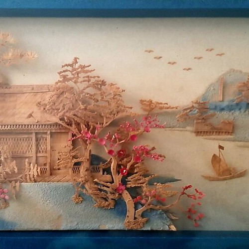 Chinese cork 3D frame used 33.5x23.5 cm