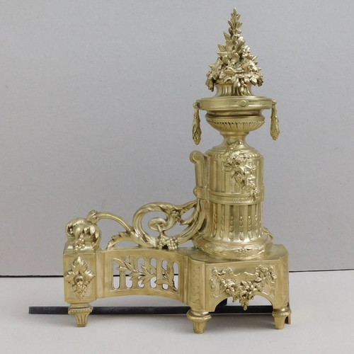 Decorative French Neoclassical Bronze Fireplace Triptych
