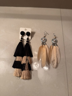 Zara μακριά σκουλαρίκια καινούργια, σετ δύο σε μαύρο και ροζ