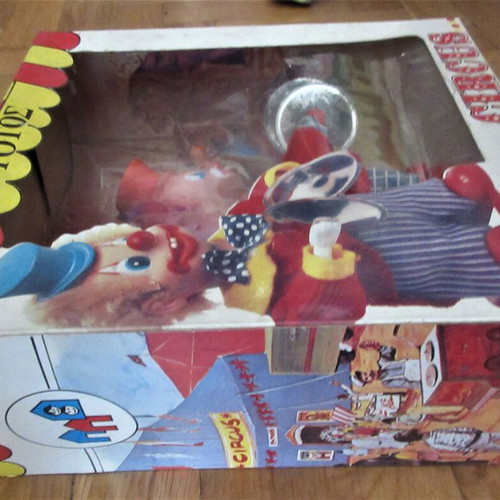 Wind-up Circus Clown Totos new, Greek made from the 70s