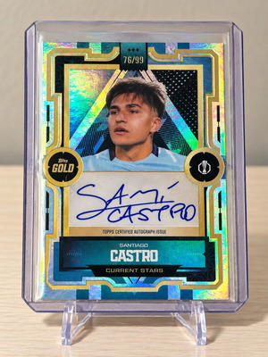 Santiago Castro Topps Gold UEFA Current Stars συλλεκτική κάρτα με αυτόγραφο 76/99