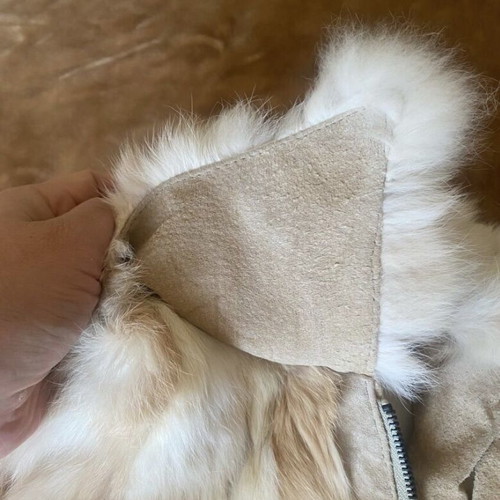 Natural rabbit fur jacket, beige, size M