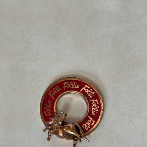 Folli Follie horse brooch used, pink and gold