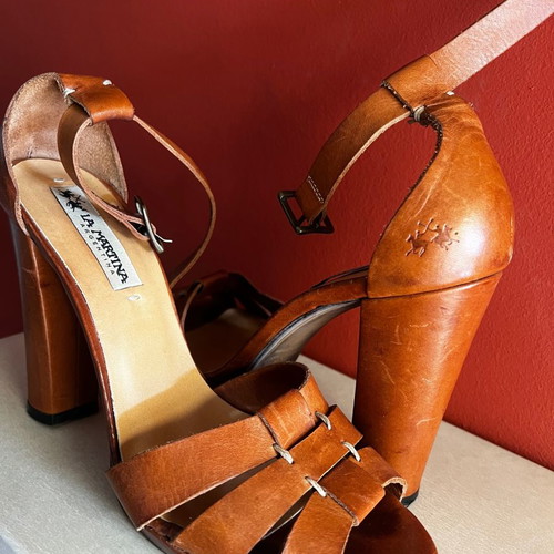 La Martina sandals used, brown, size 38, 11cm heel