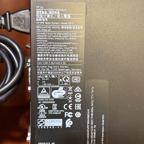 HP RP5 5810 POS computer with 15” touch monitor used