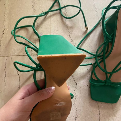 High-heeled sandals like new, green, size 37, thick heel