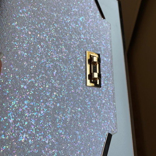 White glitter envelope bag new with gold metallic details