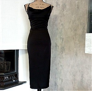 S και Μ. Εξωπλατο μαύρο μακρύ φόρεμα. Midi φόρεμα με όμορφη πλάτη. Midi black backless dress