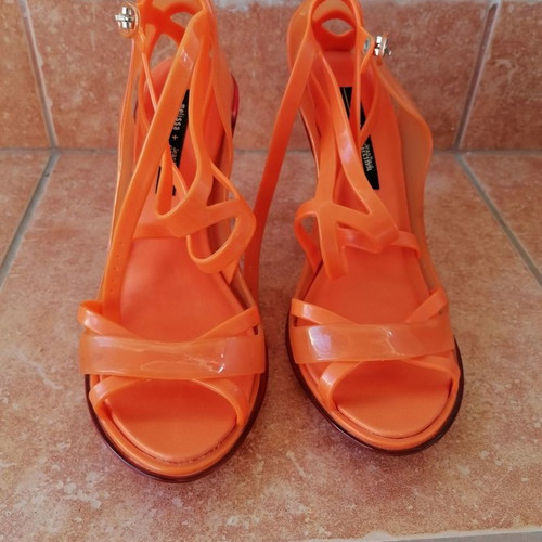 Melissa x Jean Paul Gaultier orange stiletto sandals new