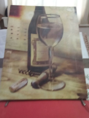 Canvas painting with wine theme used