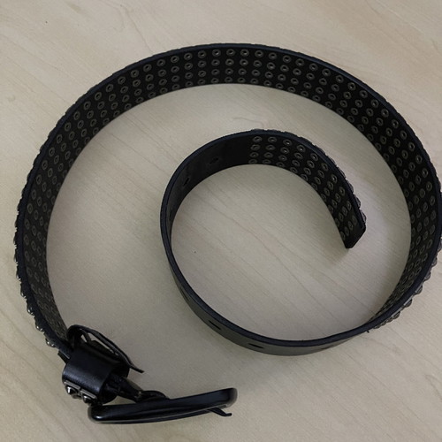 Leather black belt new with metal decoration