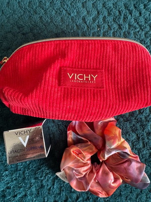 Vichy Liftactiv Supreme red corduroy travel pouch new 15 ml