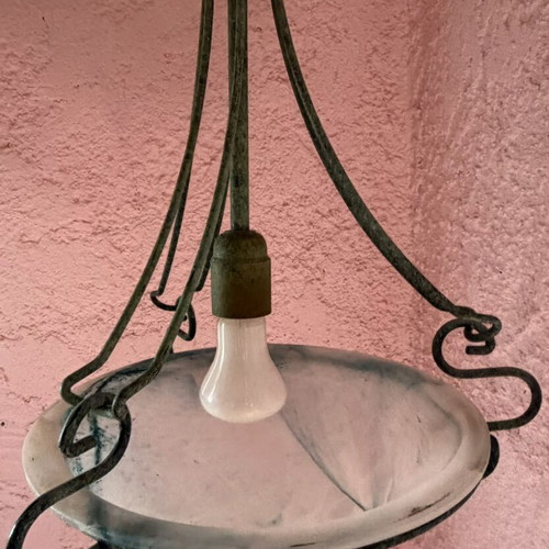 Metal ceiling light with opaline detail