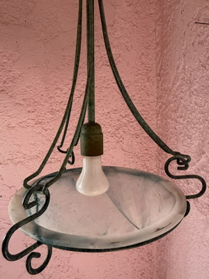 Metal ceiling light with opaline detail