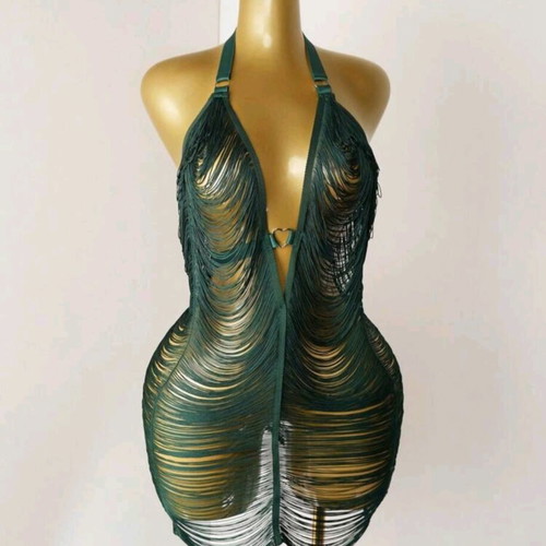 Beach dress green cypress color, new, size M