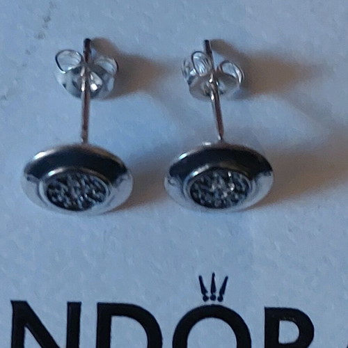 Pandora earrings new round design with white zirconia