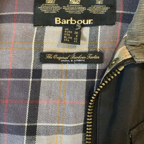 Barbour jacket tartan used, UK size 12, black