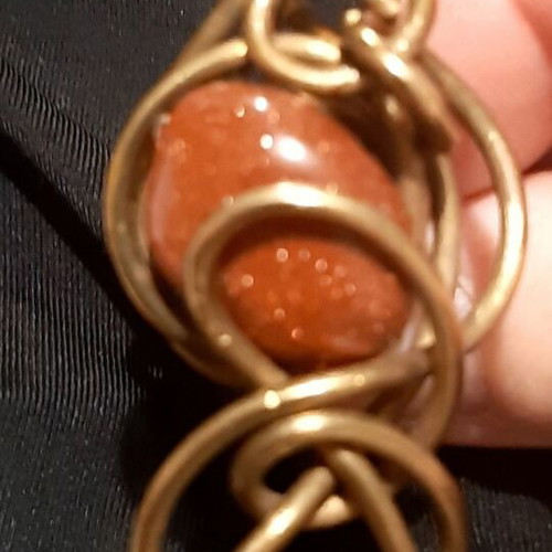 Ella copper ring with goldstone, UniqueJewerly handmade