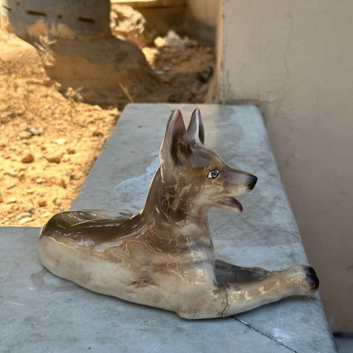 Ceramic Lavdanis wolfdog figurine used with damages