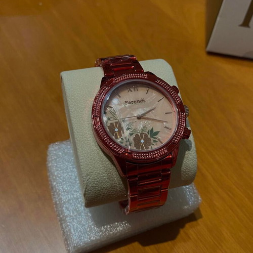 Ferendi women's watch new red with floral dial