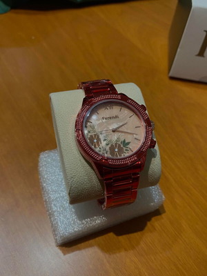 Ferendi women's watch new red with floral dial