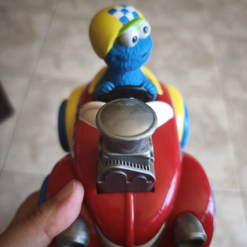 Sesame Street Cookie Monster Push Button Go Car used, collectible vintage toy