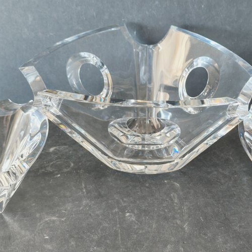 Crystal bowl and 2 ashtrays set new, heavy construction