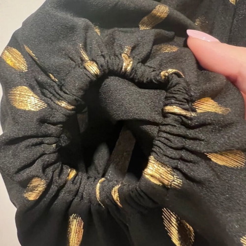 Black Mid-Length Dress With Gold Polka Dot Details Like New