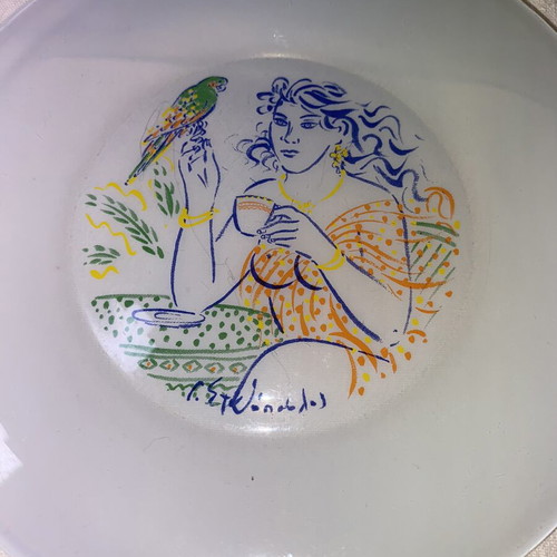Collectible Lumidis Glass Plate used, design by G. Stathopoulos