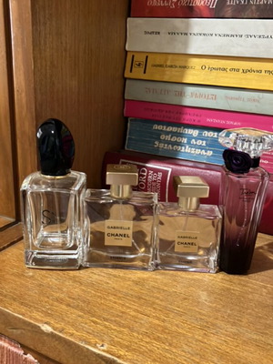 Empty Chanel, Armani, Lancôme perfume bottles used, set of 4