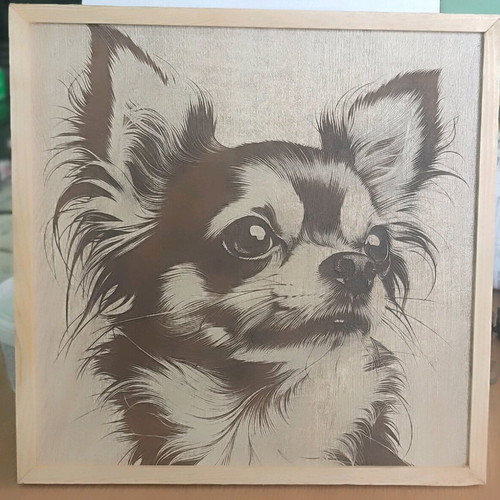 Engraved painting with lacquered wooden frame new