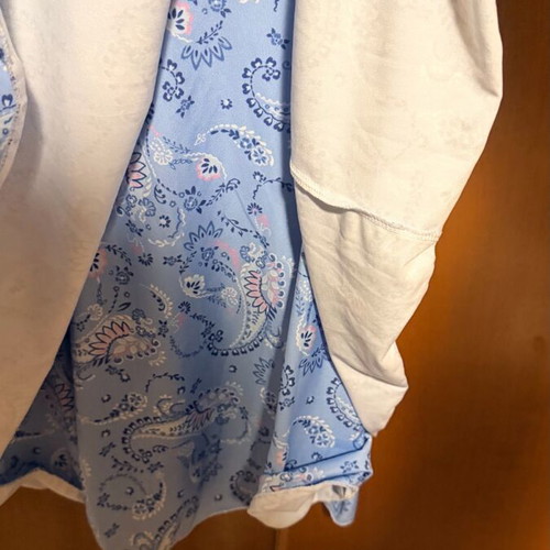 Summer dress new with asymmetrical cut and white turquoise straps