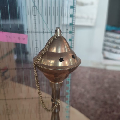 Decorative hookah vintage style metal with embossed designs and fabric hose like new