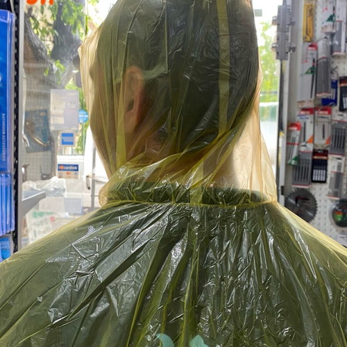 Waterproof Nylon Protective Hooded Poncho new, yellow