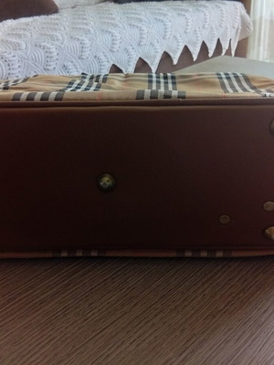 Vintage checked shoulder bag used, brown and beige
