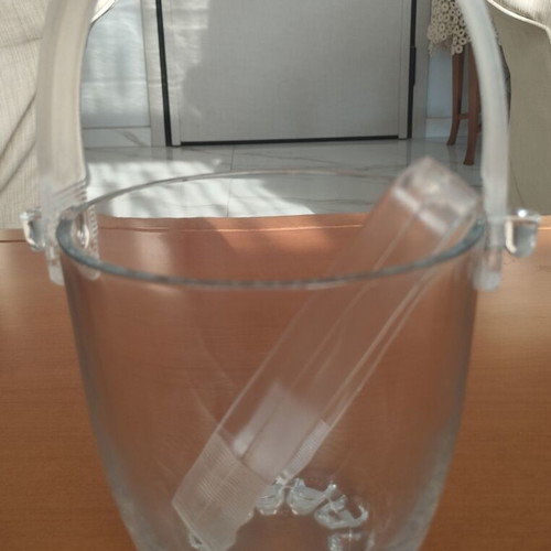 Glass Ice Bucket with Tongs and Handle new