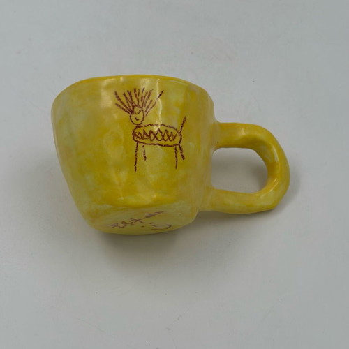 Handmade ceramic mug Yellow Art Eleftheria Sifnaiou new