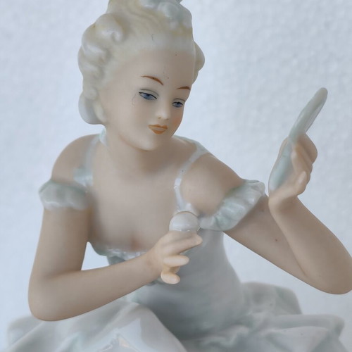 Wallendorf Schaubach Kunst ballerina figurine with mirror, vintage porcelain