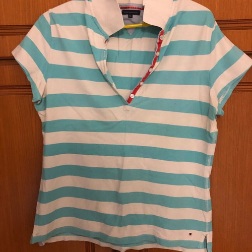 Tommy Hilfiger Womens T-shirt like new, blue and white, XXL