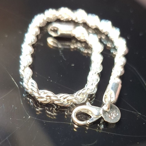 Silver 925 bracelet with twisted rope design and lobster clasp, new